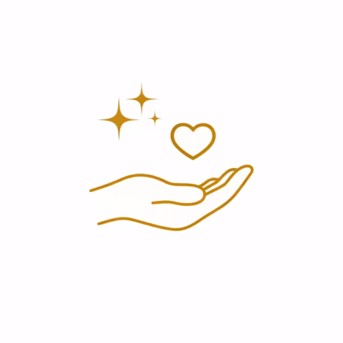 a szívet tartó kéz arany ikonja: Kedvesség